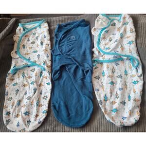 Set of 3 Swaddle Me size LARGE swaddles: blue & spaceship print